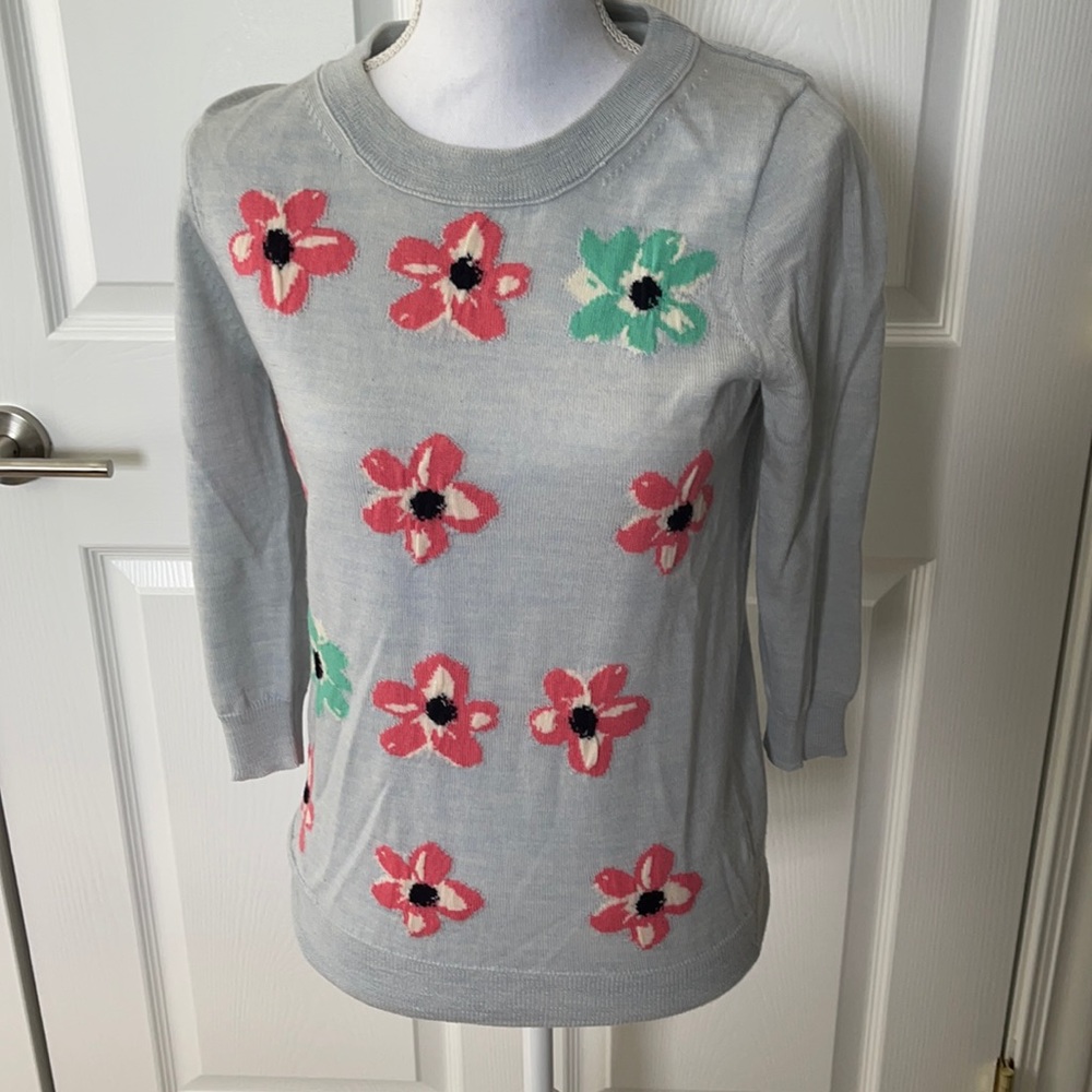 J. Crew floral crew neck sweater vintage